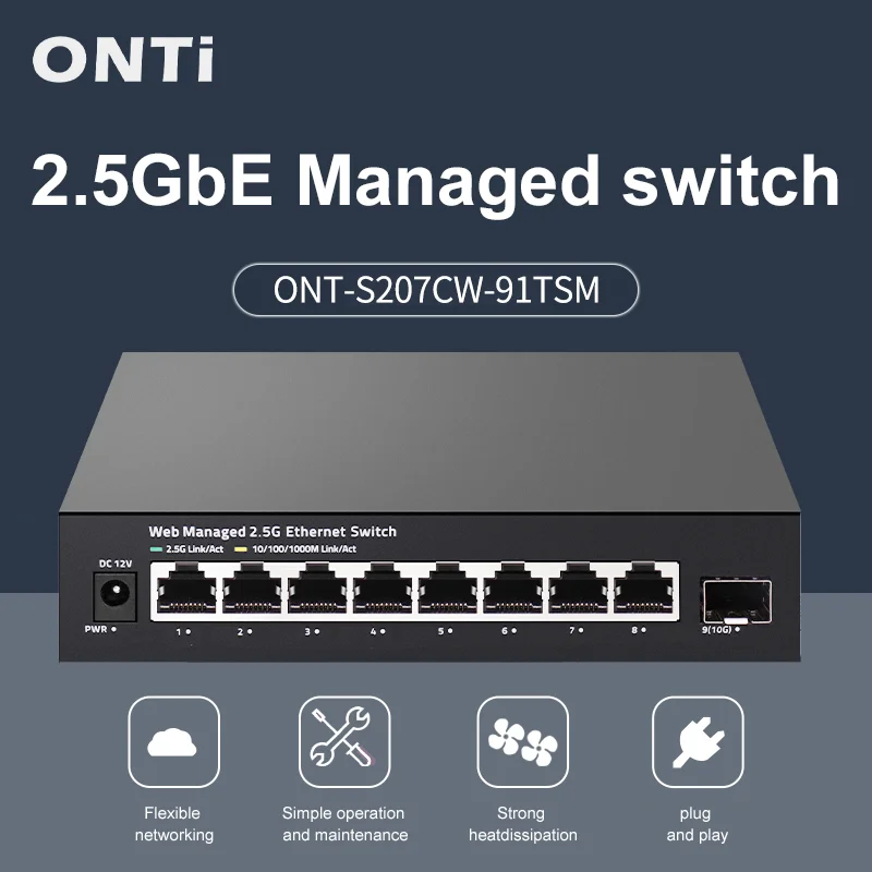 Sfp+ 10G Managed Switch 8 Port - ONTi 2.5GbE, Switch Terkelola dengan 8
