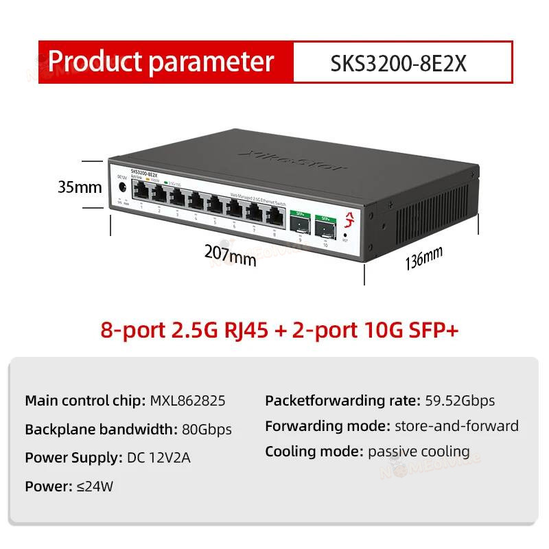 Switch Xikestor SKS1200 Sederh - Sfp+ 10G Managed Switch 8 Port ulasan dan harga